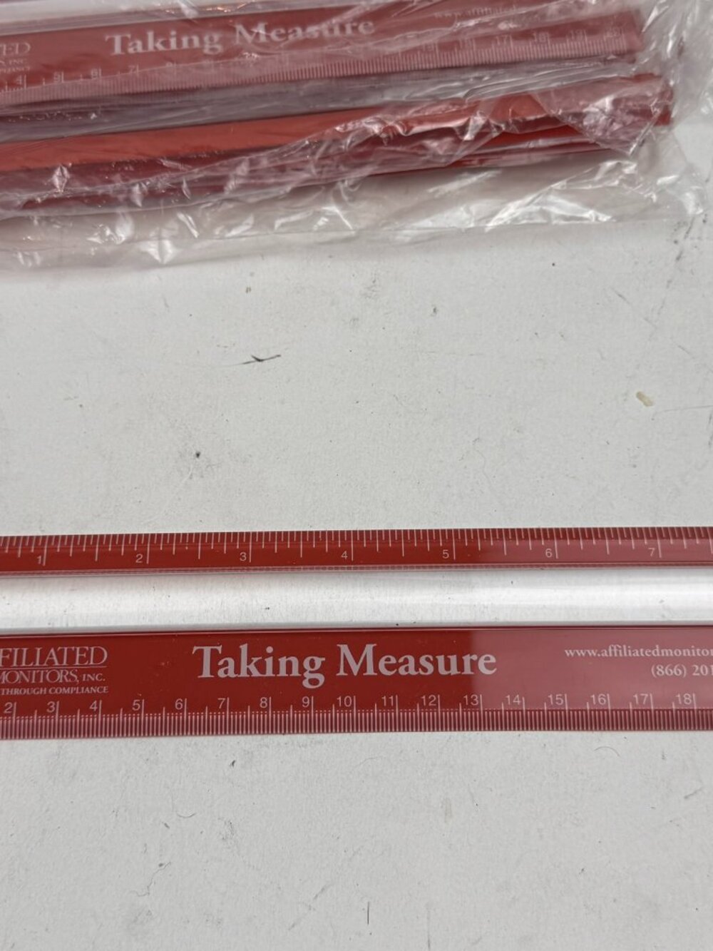 affiliated monitors red 8 inch magnifying bar ruler desk paperweight new nos